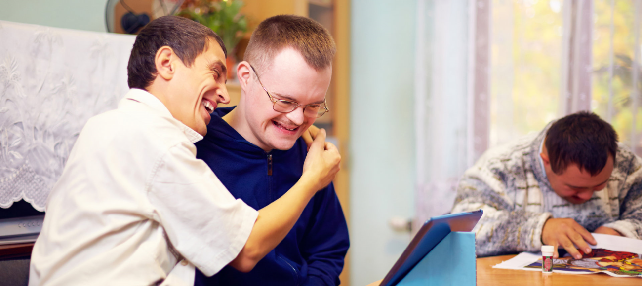 Happy friends with disability